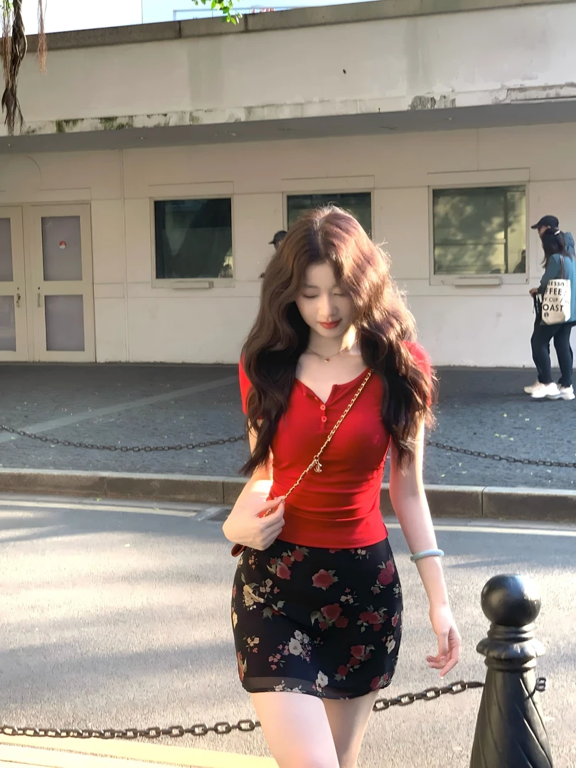 EIA一尧【仲夏玫瑰】韩系碎花慵懒感半身裙气质显瘦ins高腰长短款裙