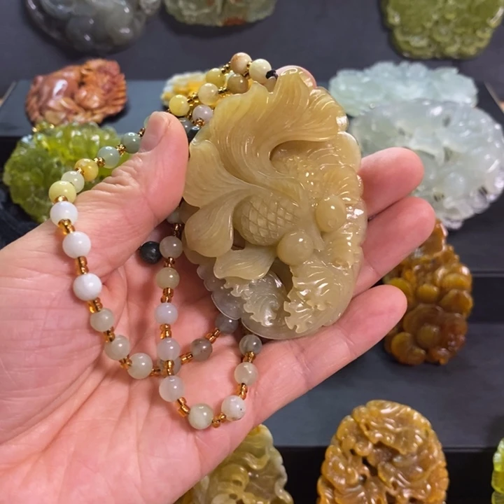 岫玉未镶嵌项链毛衣链