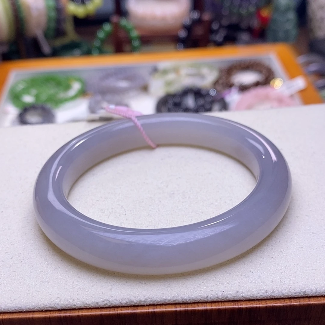 和田玉未镶嵌颈饰冰烟紫香芋紫手镯57.4圈口