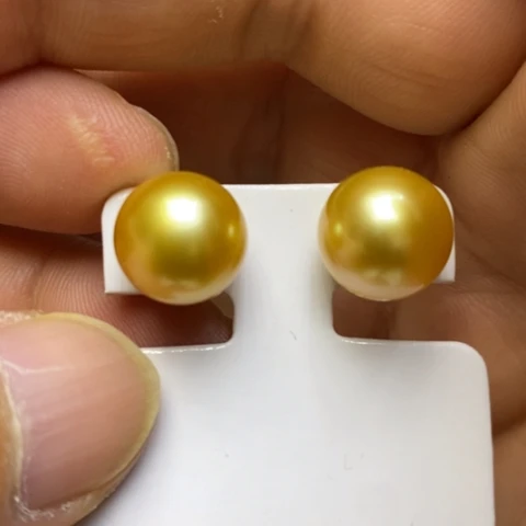 耳饰18K金镶嵌海水珍珠