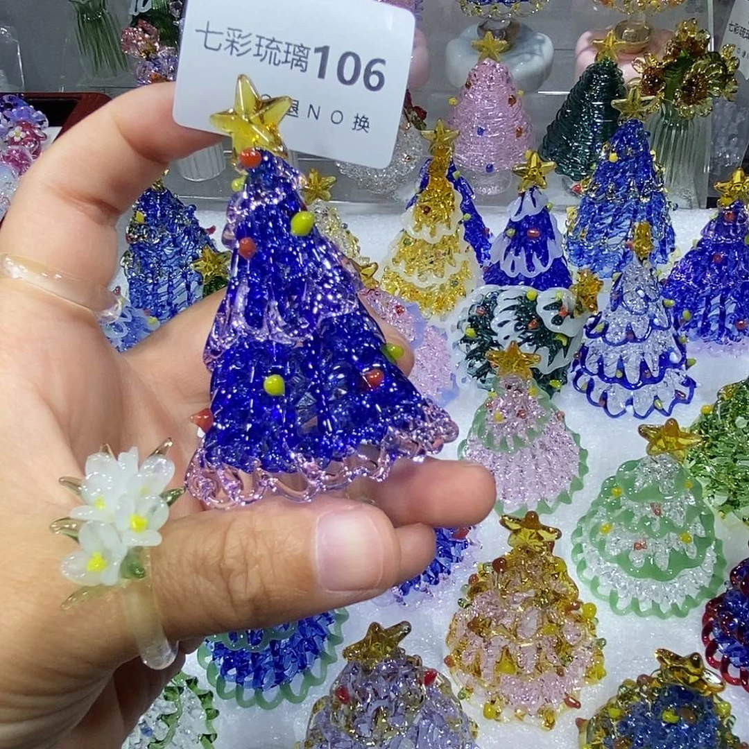 n***️玻璃吊坠（不含链）106蓝粉圣诞树