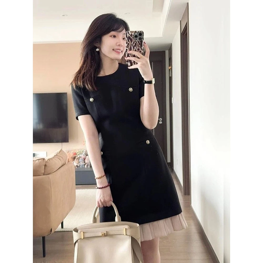 2025新款高级小众不撞款超好看独特漂亮气质黑色连衣裙子女装夏季