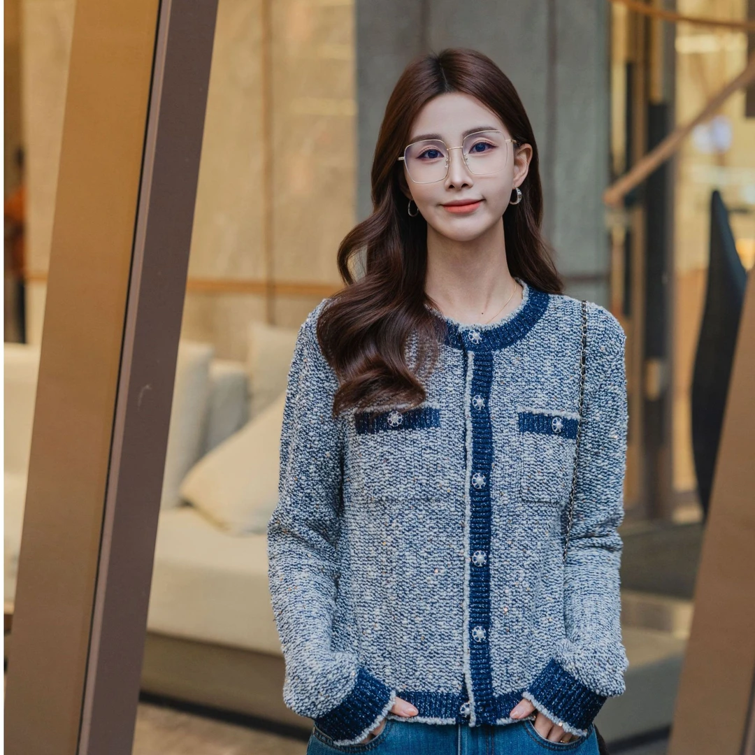 GIRDEAR/哥弟早春新款气质小香风短款长袖针织开衫毛衣圆领148068