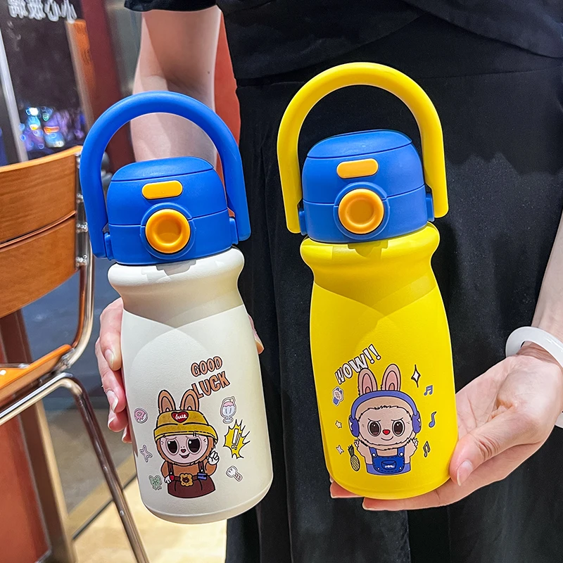 儿童双饮水杯带吸管高颜值316不锈钢保温杯学生大容量上学便捷款