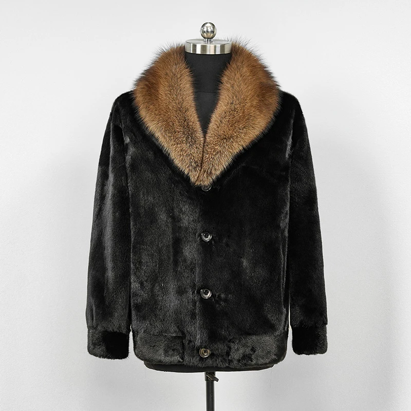 【佐奥云顿】新款美国宝嘉美渔貂领24123貂皮大衣男士休闲道袍款V领