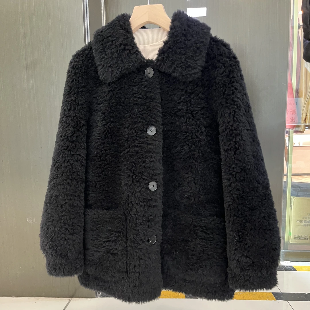 羊羔毛皮毛一体外套女装2025新款冬季毛毛皮草颗粒羊剪绒大衣中长