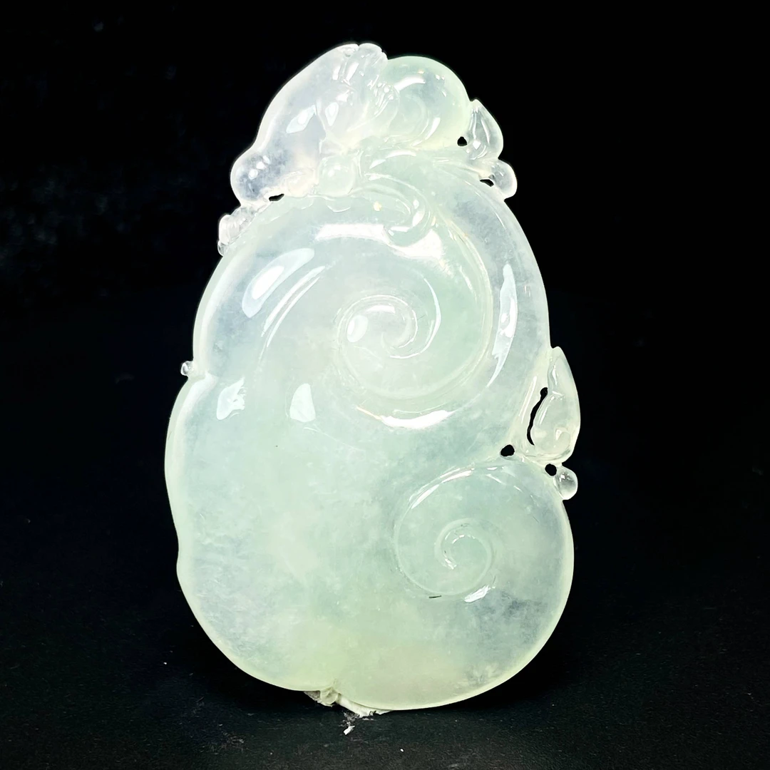 RX31天然缅甸A货翡翠冰胶绿如意/044801/北京中保拍卖