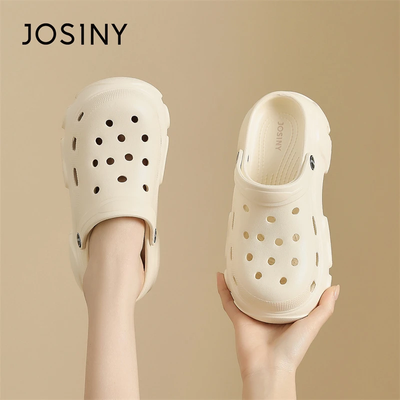 卓诗尼洞洞鞋女士夏季新款厚底拖鞋外出小个子踩屎感增高女凉拖鞋