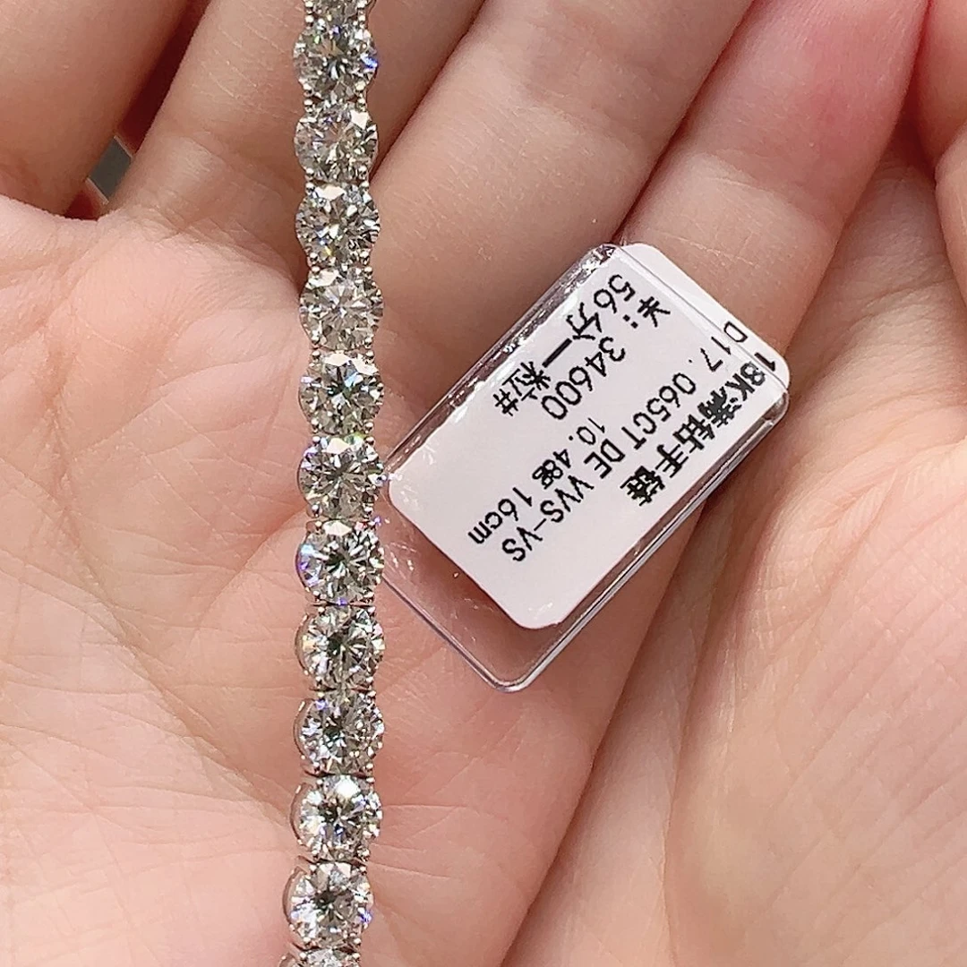 套链实验室培育钻石18K金镶嵌单颗56分，网球款手链