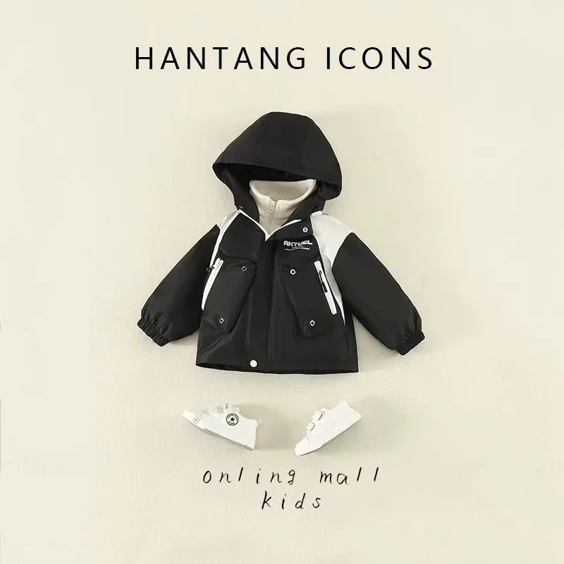 A6022（白内胆）男女童休闲时尚潮流洋气百搭秋冬拼色3合一冲锋衣