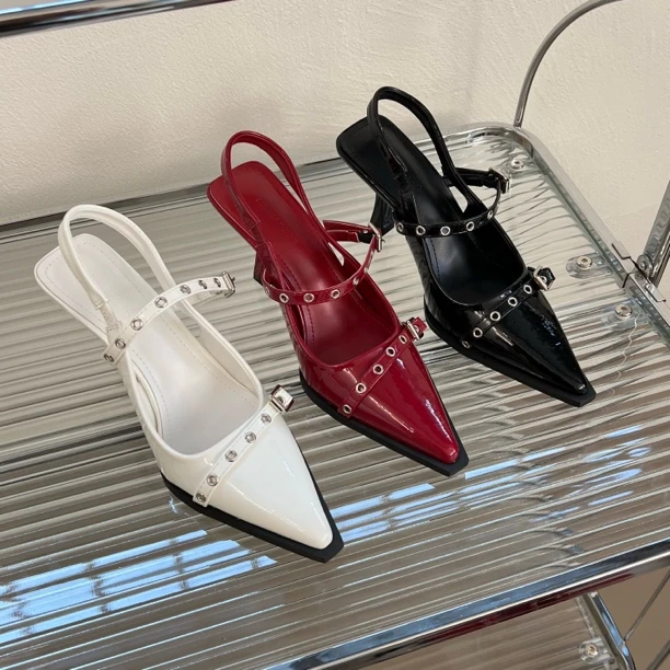 设计感时髦精欧美风性感包头凉鞋高跟鞋女