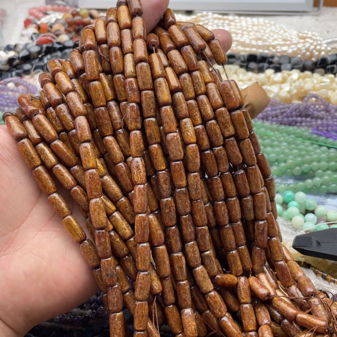 未镶嵌玛瑙/玉髓珠宝半成品一条装6*12mm金柳柳圆管