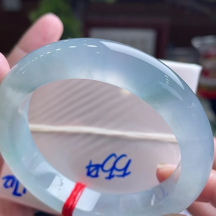 翡翠未镶嵌手镯54.6蓝钢 种水毕业