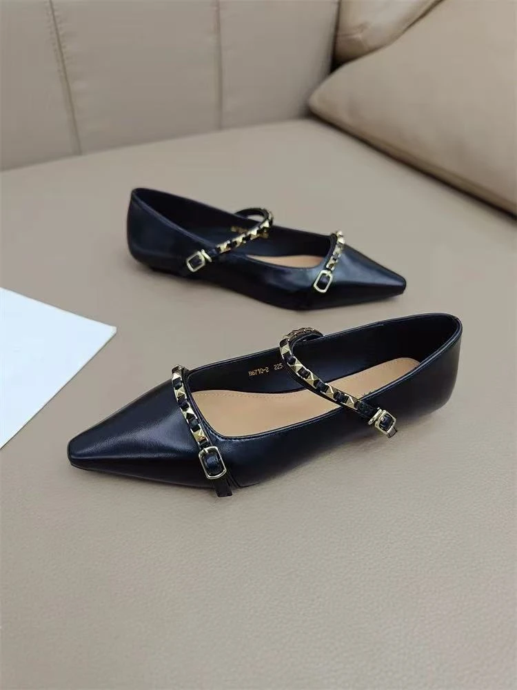 夏季真皮软底复古春季法式英伦风平底281-05