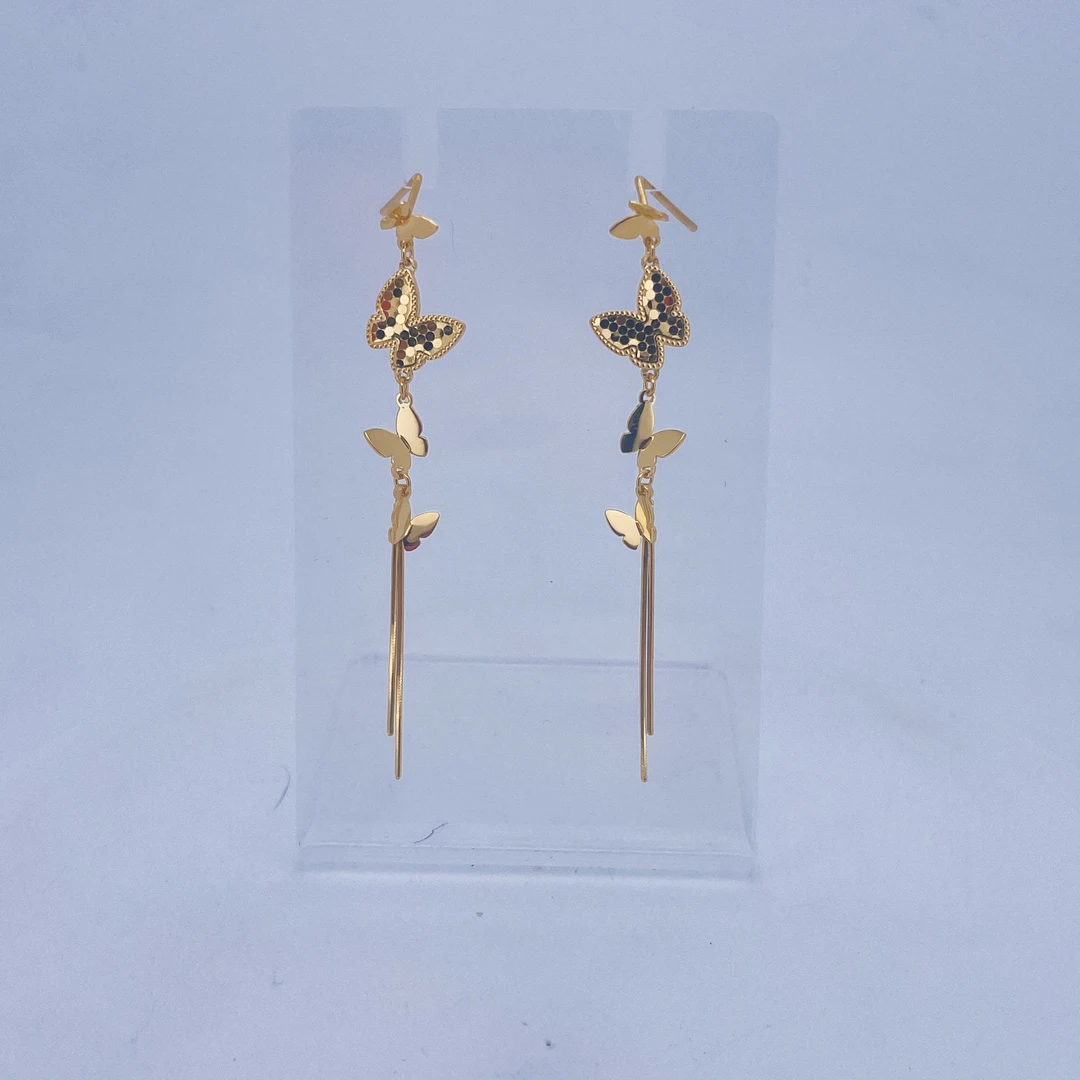 足金999黄金七字针四蝴蝶金耳钉4.82 2512013601