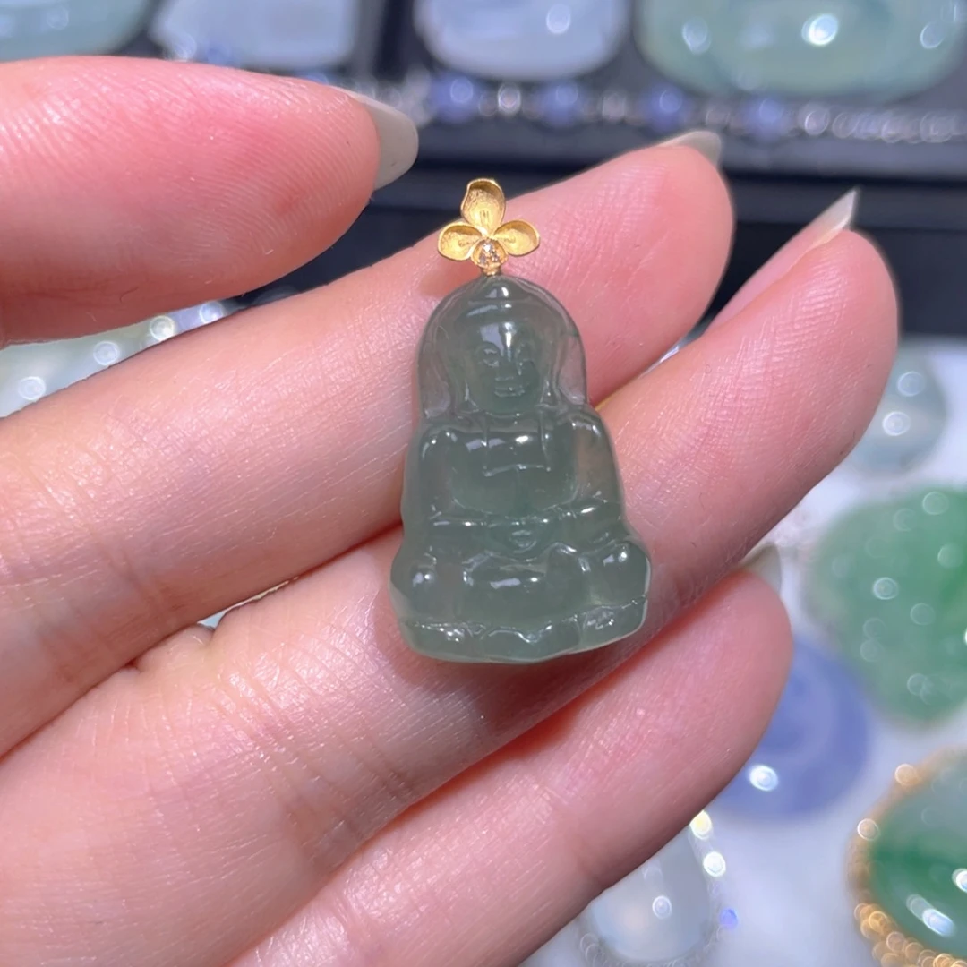 颈饰18K金镶嵌翡翠翡翠