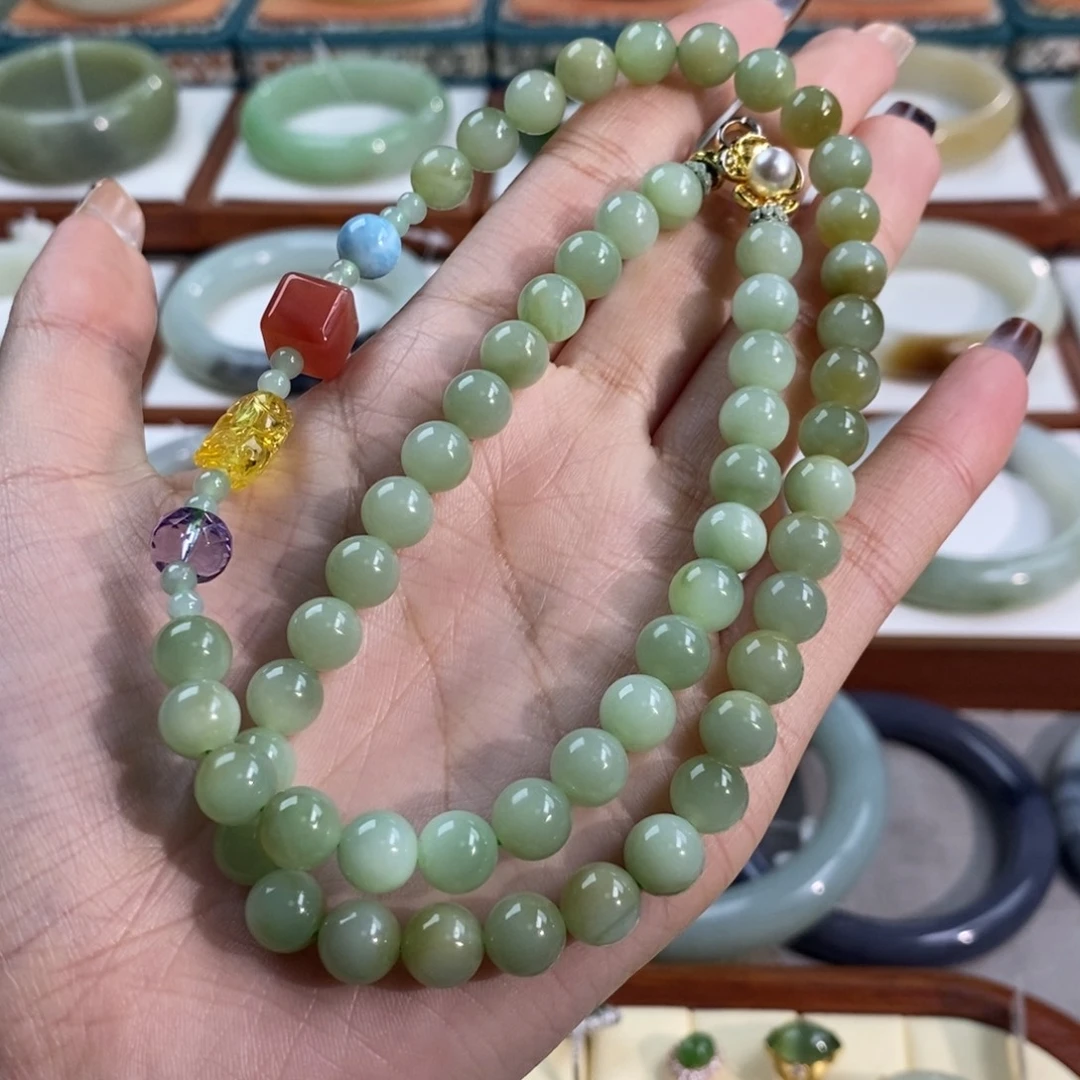 和田玉未镶嵌手镯糖三彩锁骨链卡8