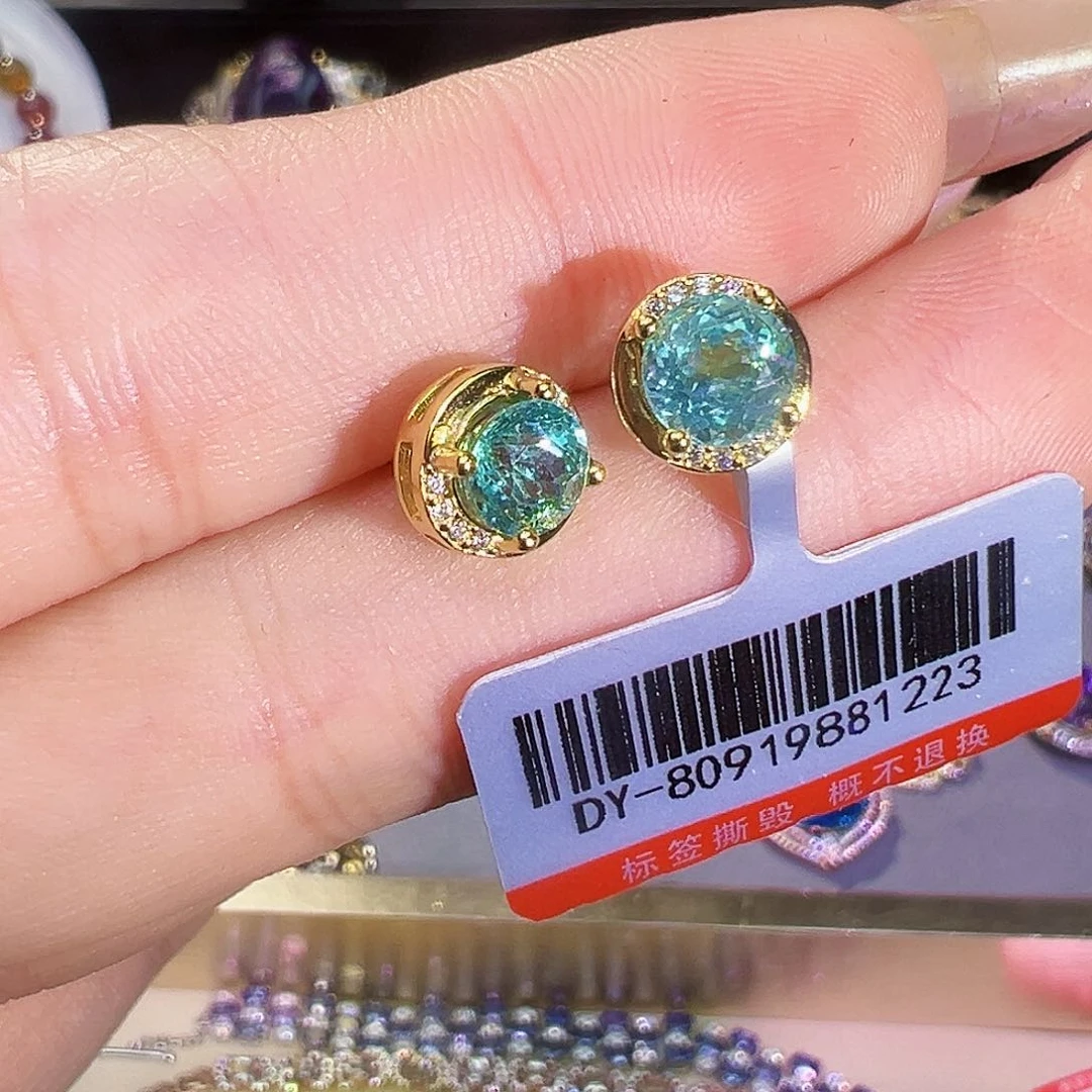 银S925镶嵌磷灰石耳钉