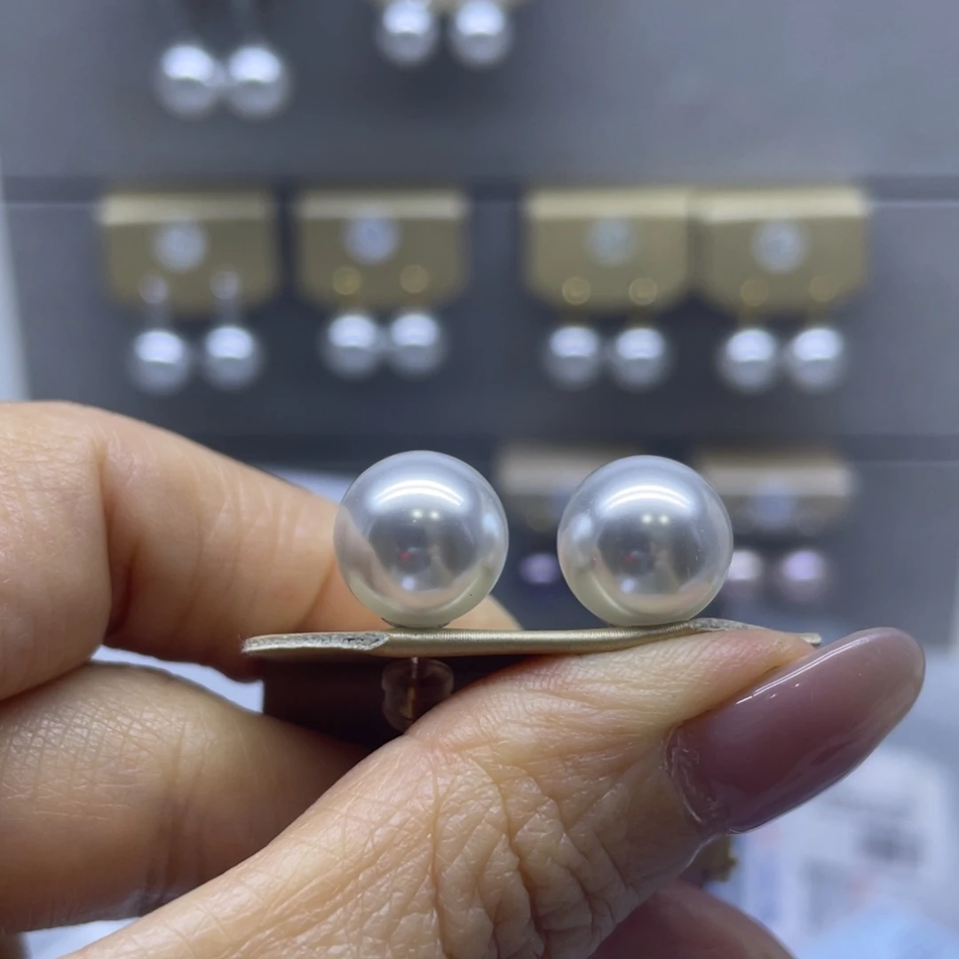 耳饰银S925镶嵌淡水珍珠