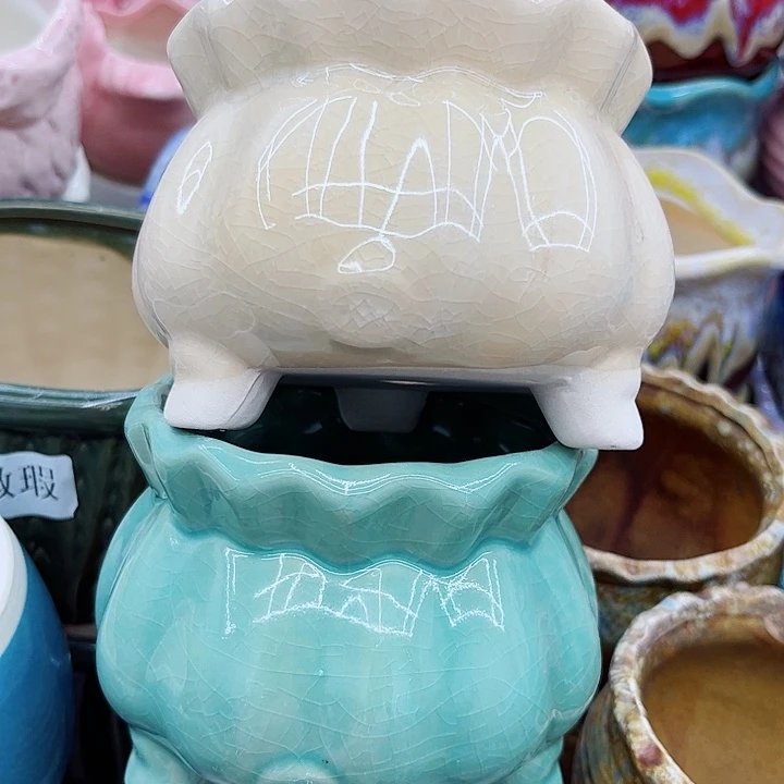 多肉绿植陶瓷花盆9.9包邮，有孔