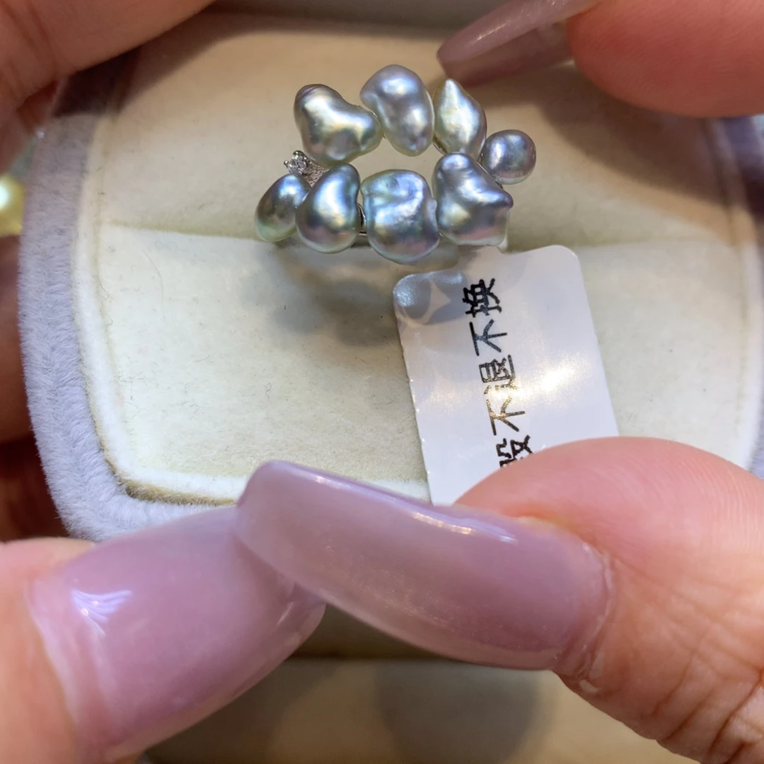 银S925镶嵌戒指海水珍珠