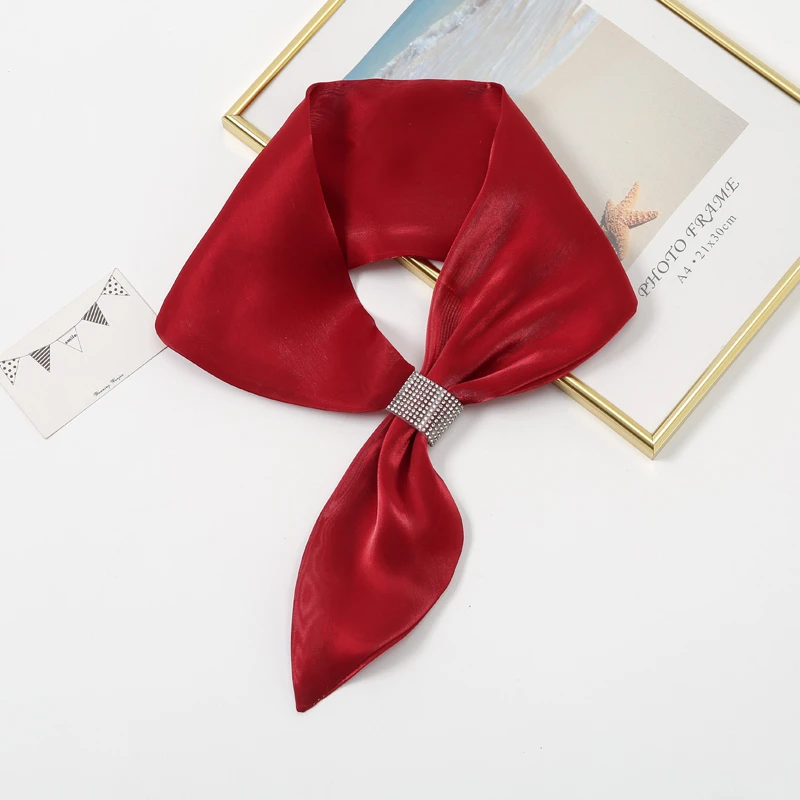 红色长条小丝巾新款懒人双层时尚百搭护颈脖子围巾女夏季薄款围脖