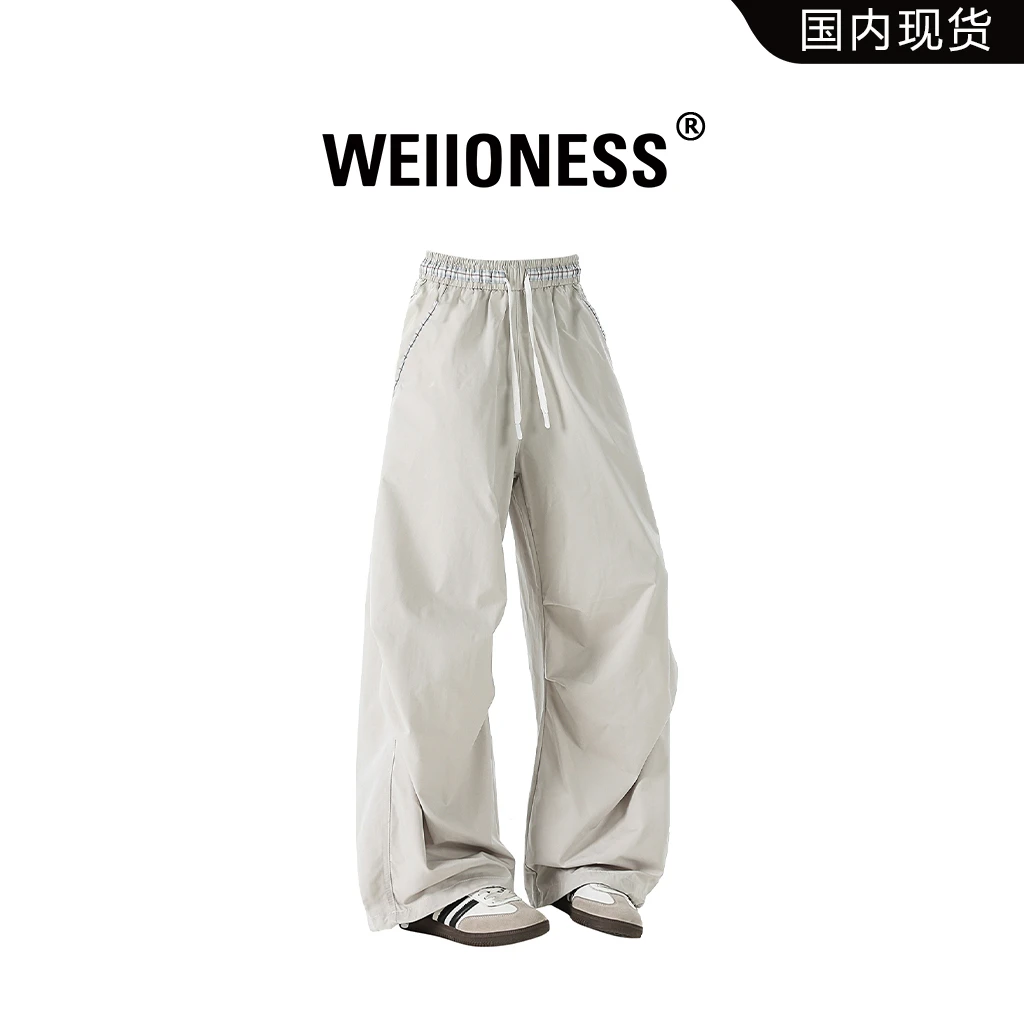 WEIIONESS美式休闲裤男2025秋季潮牌拼接设计感长裤轻奢痞帅男装