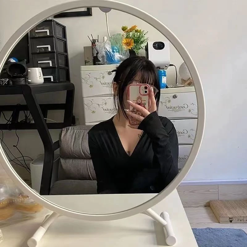 【破损赔】网红LED化妆镜台式带灯宿舍抖音梳妆镜女补光美妆镜子