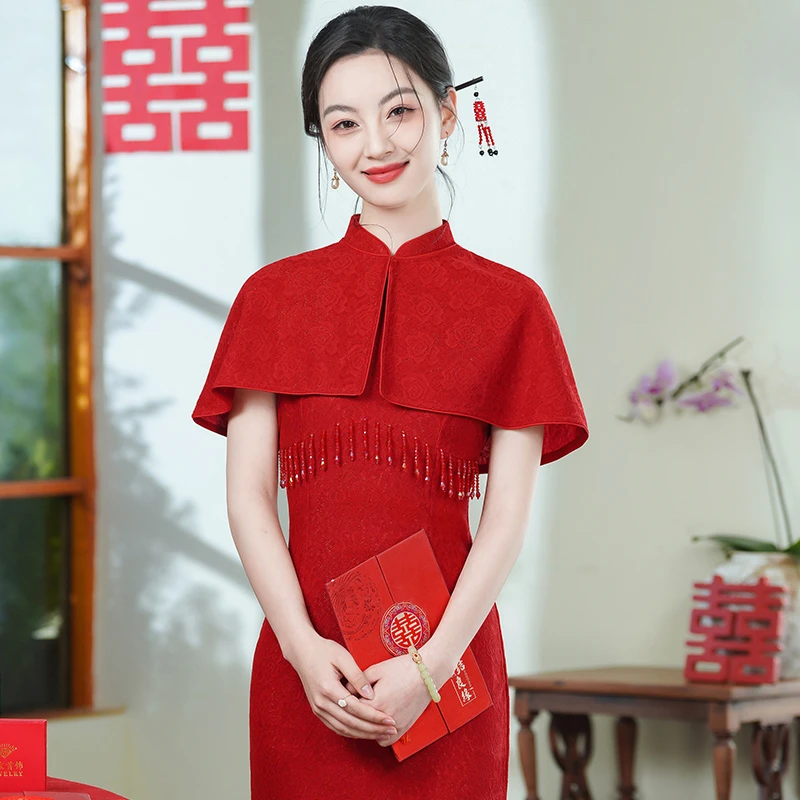 夏装喜婆婆婚宴装2025新款夏季旗袍红色平时可穿高贵年轻妈妈礼服