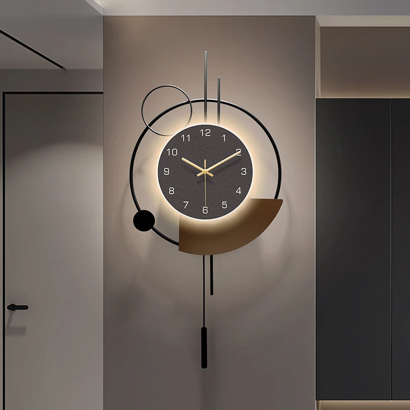现代简约2025新款客厅钟表家用创意时钟挂墙背景墙格栅装饰挂钟