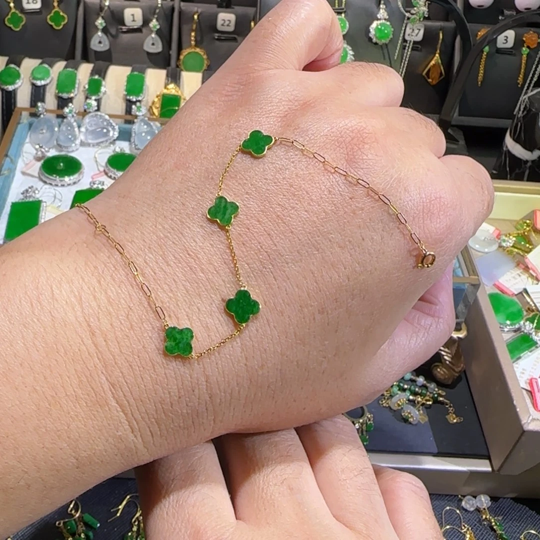 翡翠18K金镶嵌颈饰手链