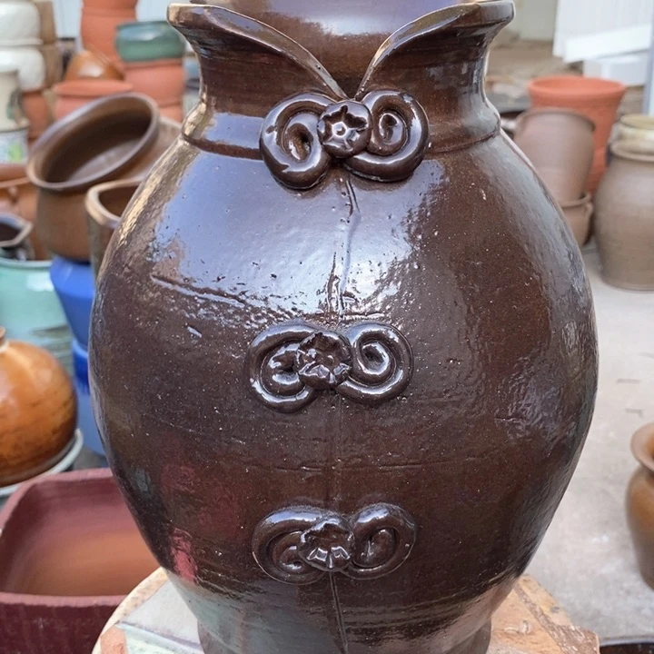 紫砂花盆高30口13手工瑕疵