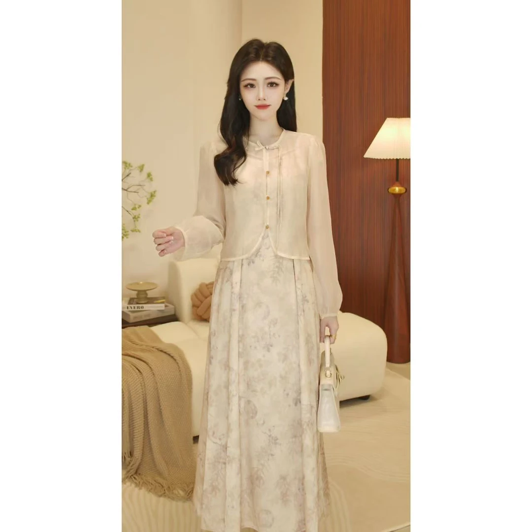 2025夏季新款轻奢气质通勤简约连衣裙两件套02