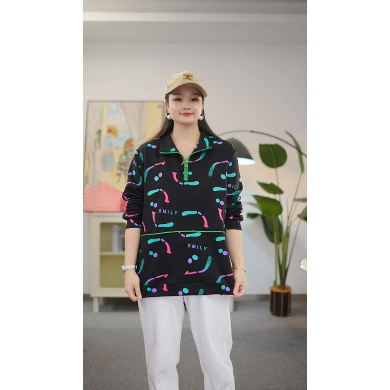 歌帛语大码女装半拉链立领秋季休闲风宽松洋气显瘦长袖