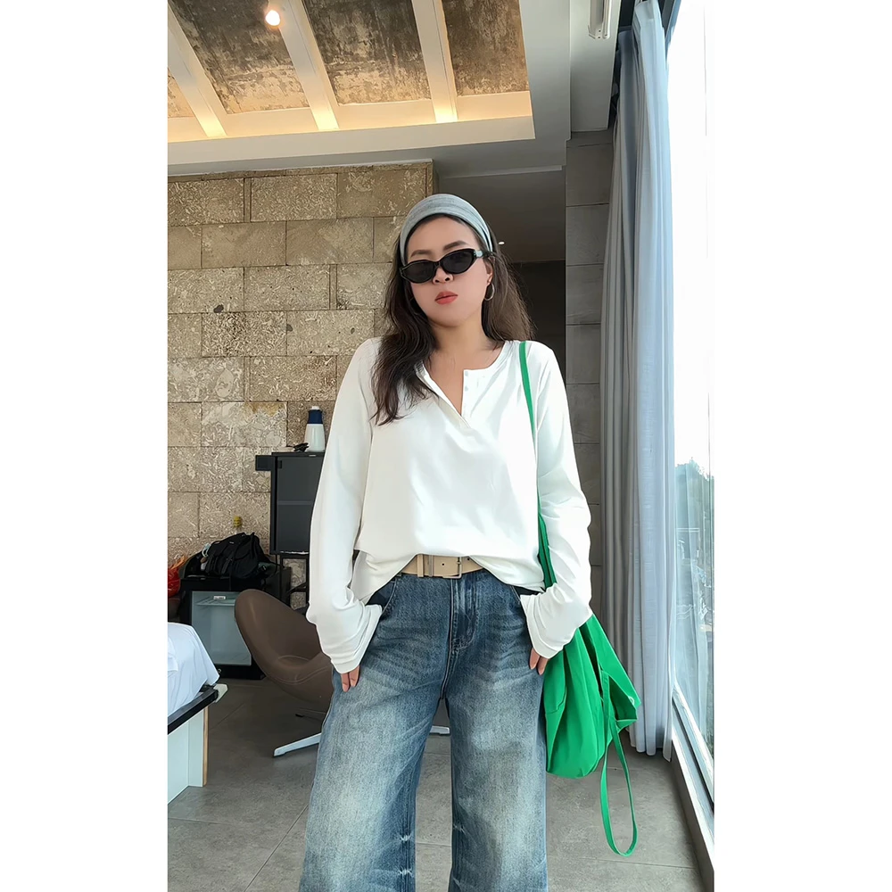 【秋日舒适区】大码T恤秋款长袖上衣显瘦基础款T恤打底衫