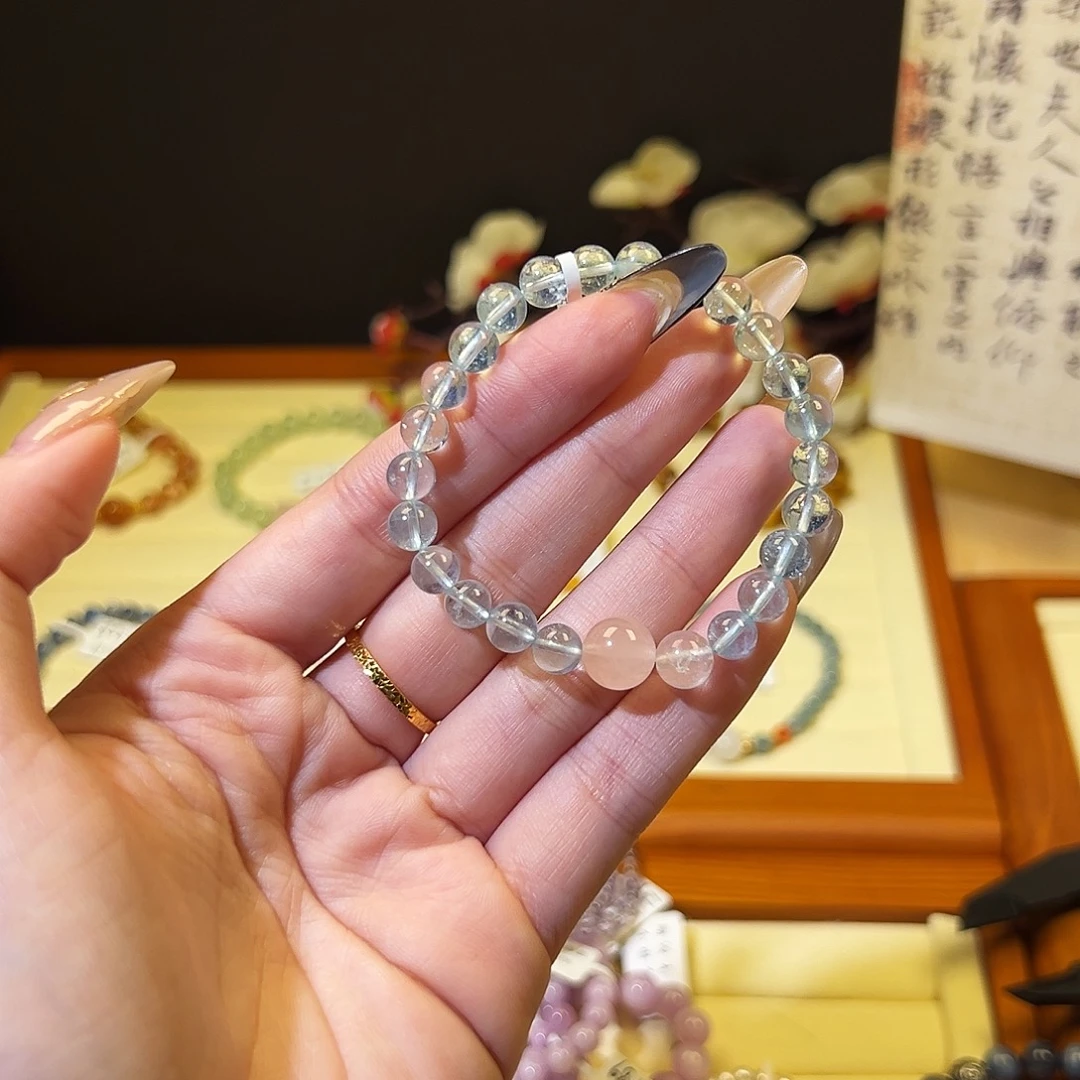 水晶手链银S925镶嵌-蓝8012