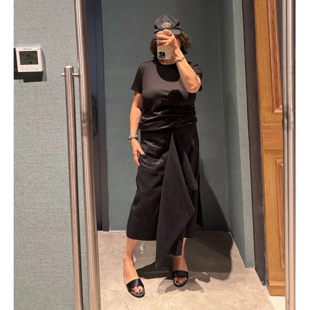 COCOLINDA100%亚麻波浪飘带半裙 Q1408