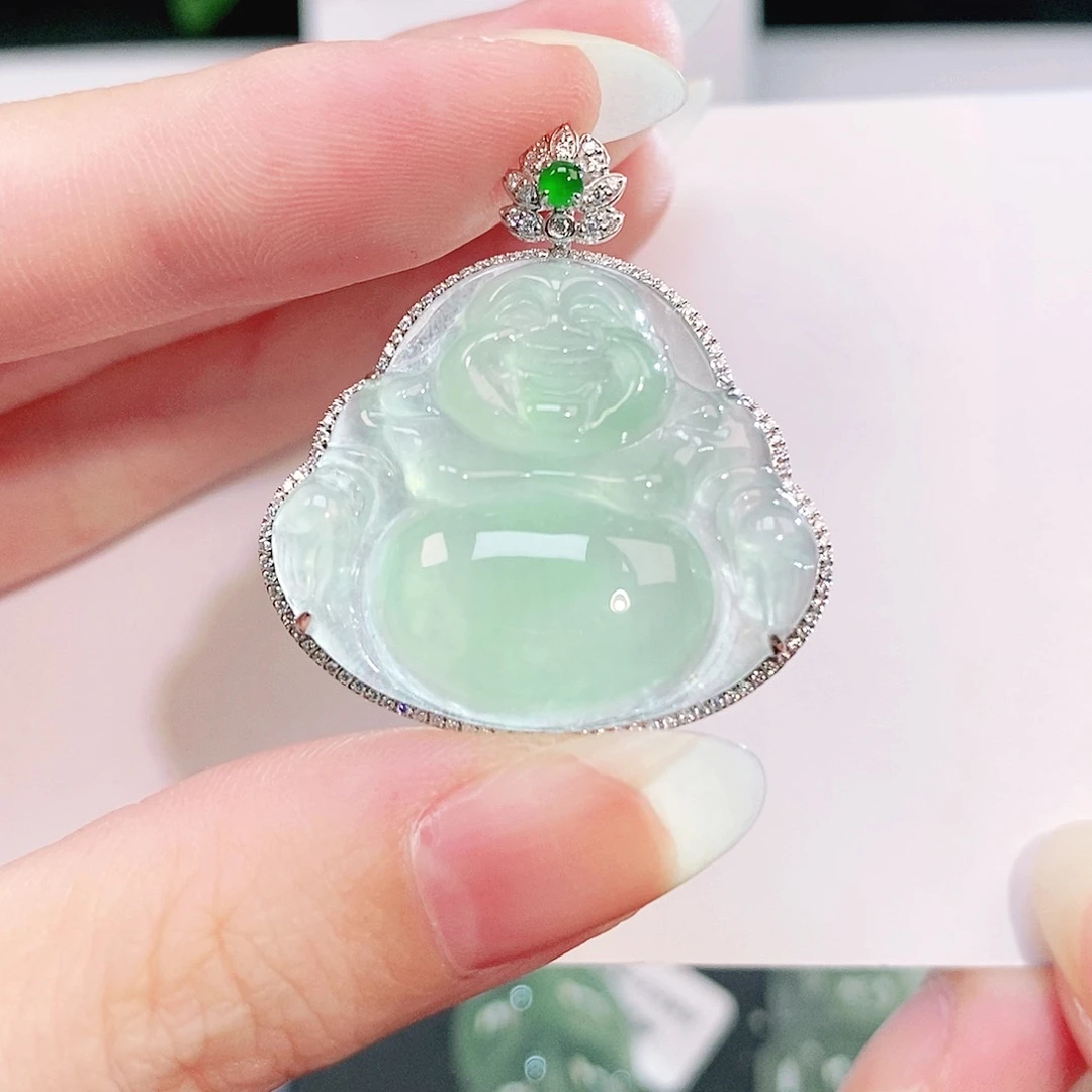 吊坠(不含链)18K金镶嵌翡翠