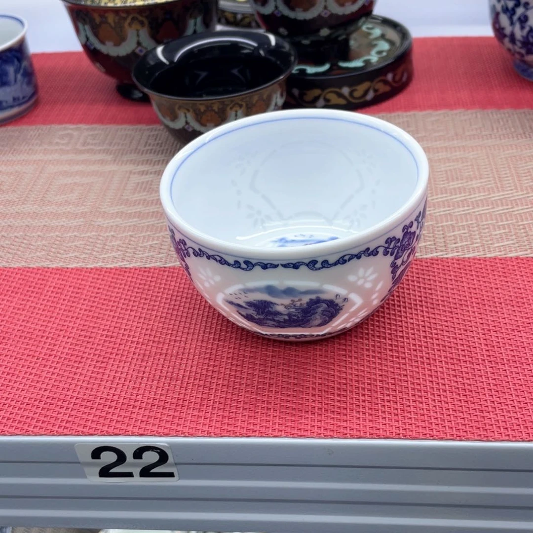 缠枝莲玲珑卧足杯120cc