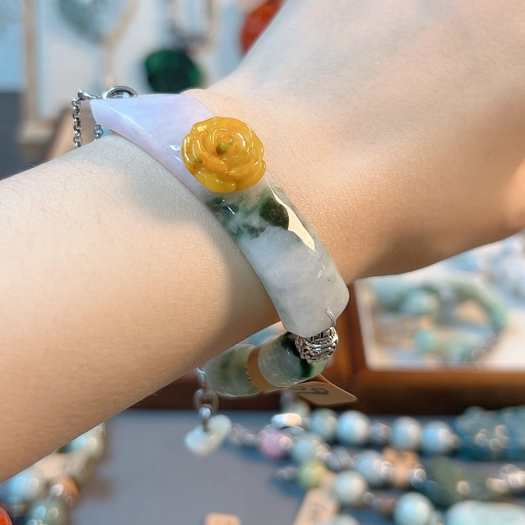 翡翠手链未镶嵌珊***^