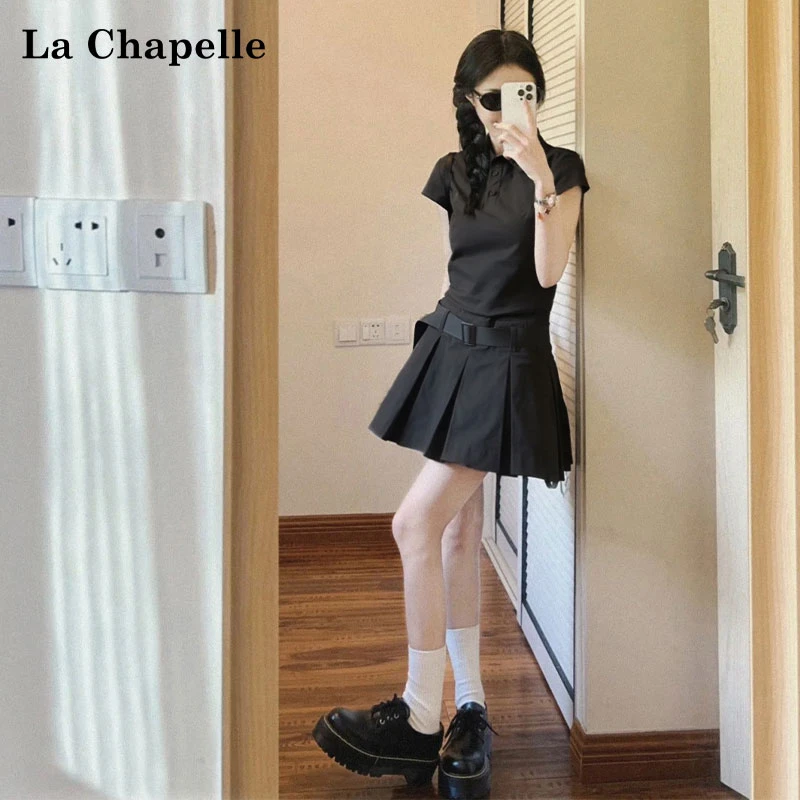 La Chapelle/拉夏贝尔学院风polo领连衣裙女2025夏季初恋奶甜短裙
