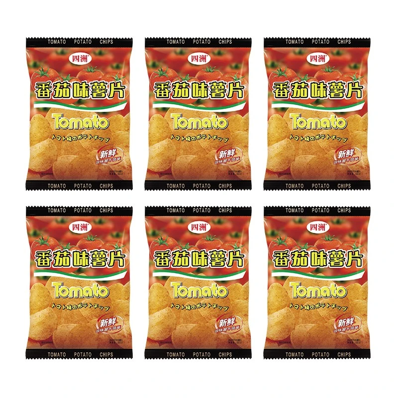 四洲西红柿味薯片50克6包真薯原切土豆片酥脆番茄味酥脆薄脆解馋F