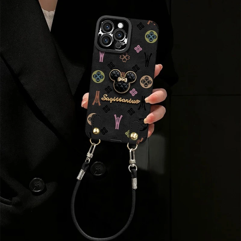 英文米奇适用苹果vivo华为oppo小米iPhone16瞳眼小羊皮手机壳