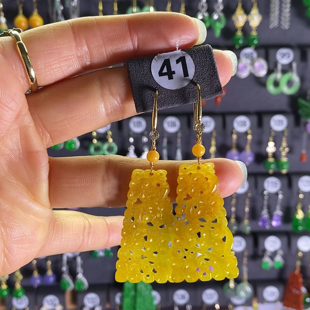 银S925镶嵌翡翠耳饰41