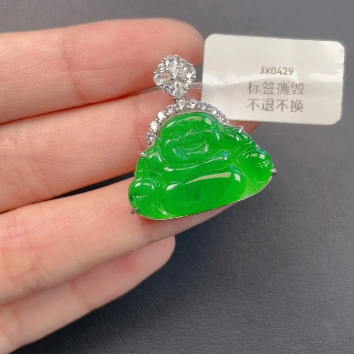 翡翠银S925镶嵌吊坠(不含链)