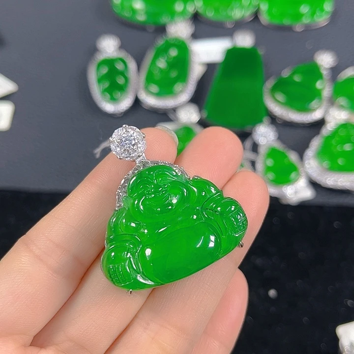 翡翠银S925镶嵌吊坠(不含链)