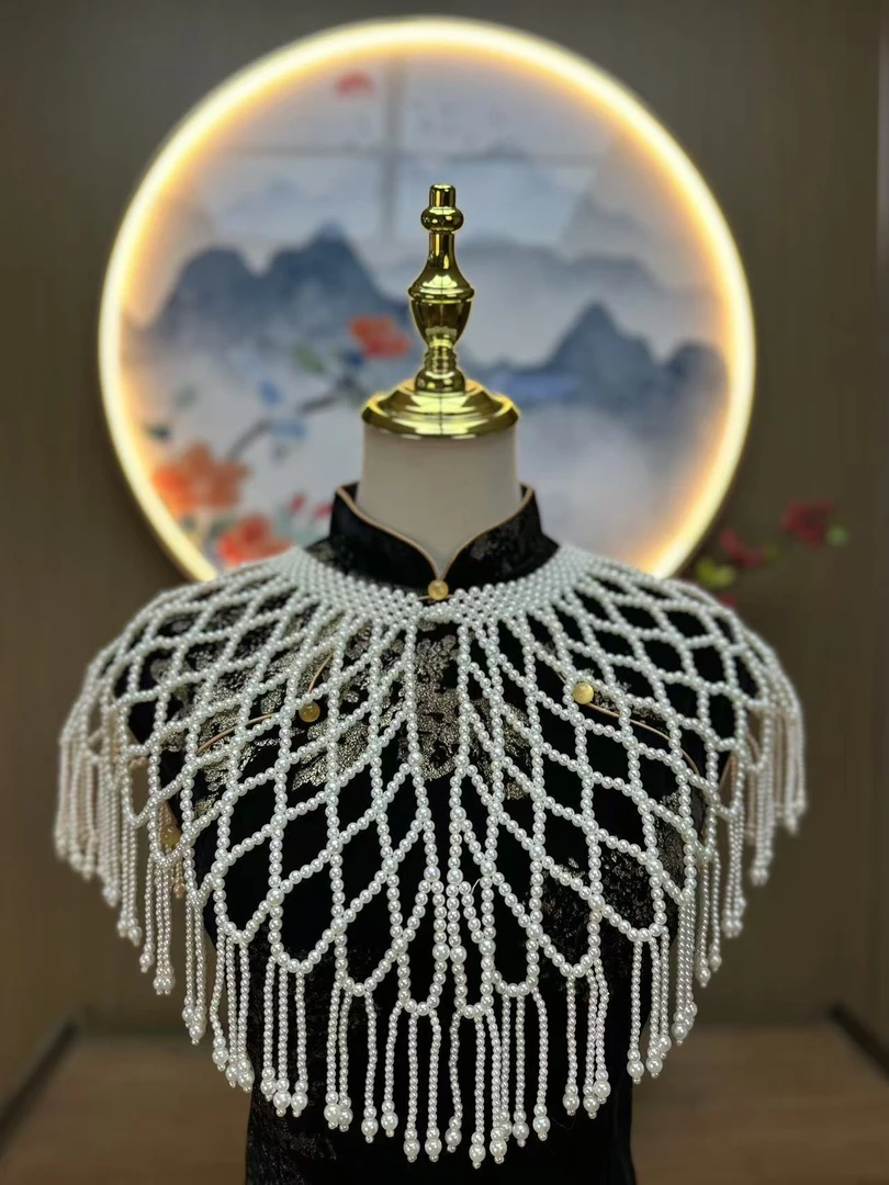 贝珠款云肩 手工穿珠夏季国风披肩斗篷