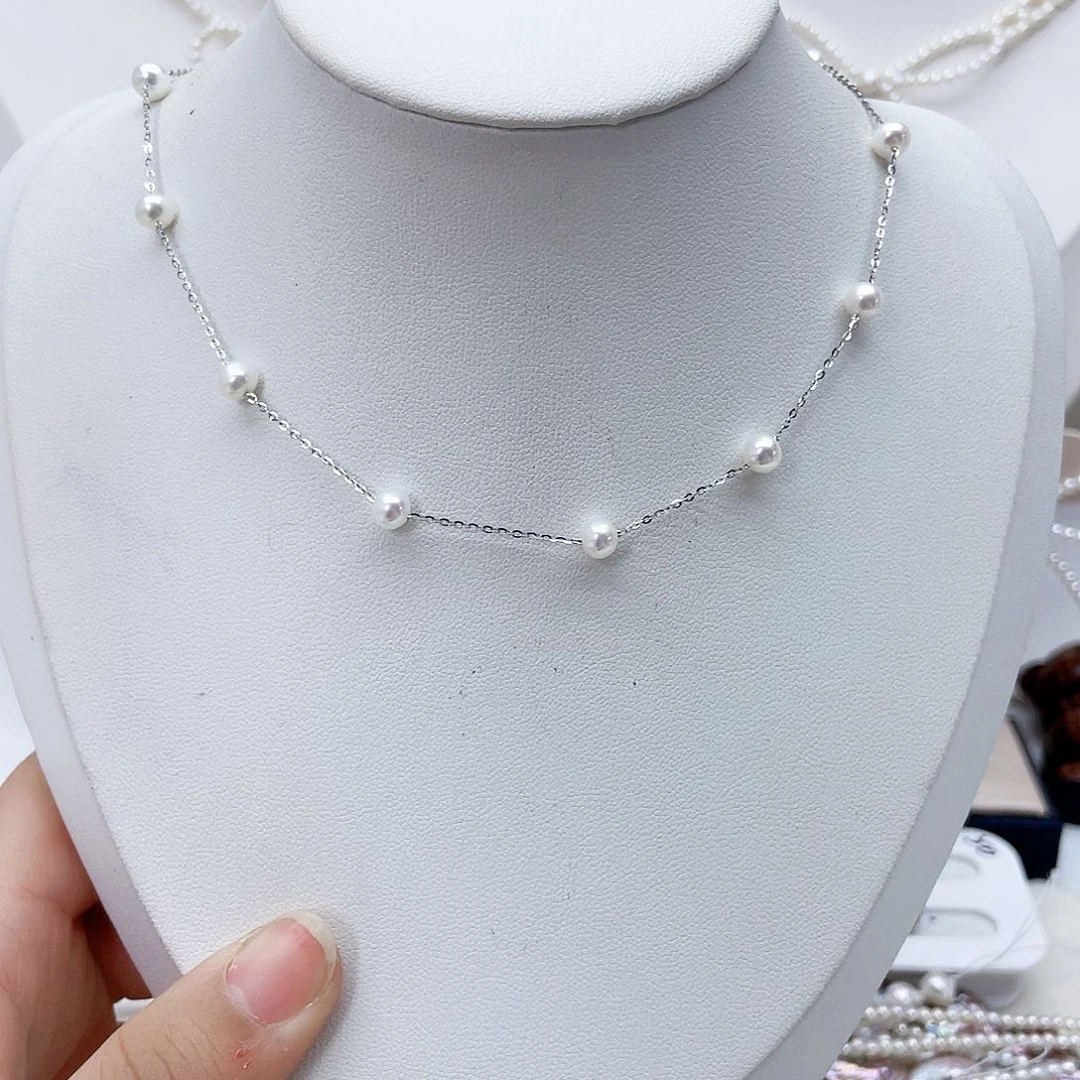 颈饰银S925镶嵌淡水珍珠