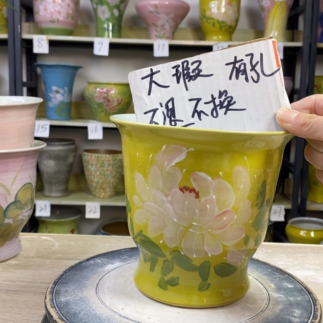 景德镇手工手绘陶瓷花盆