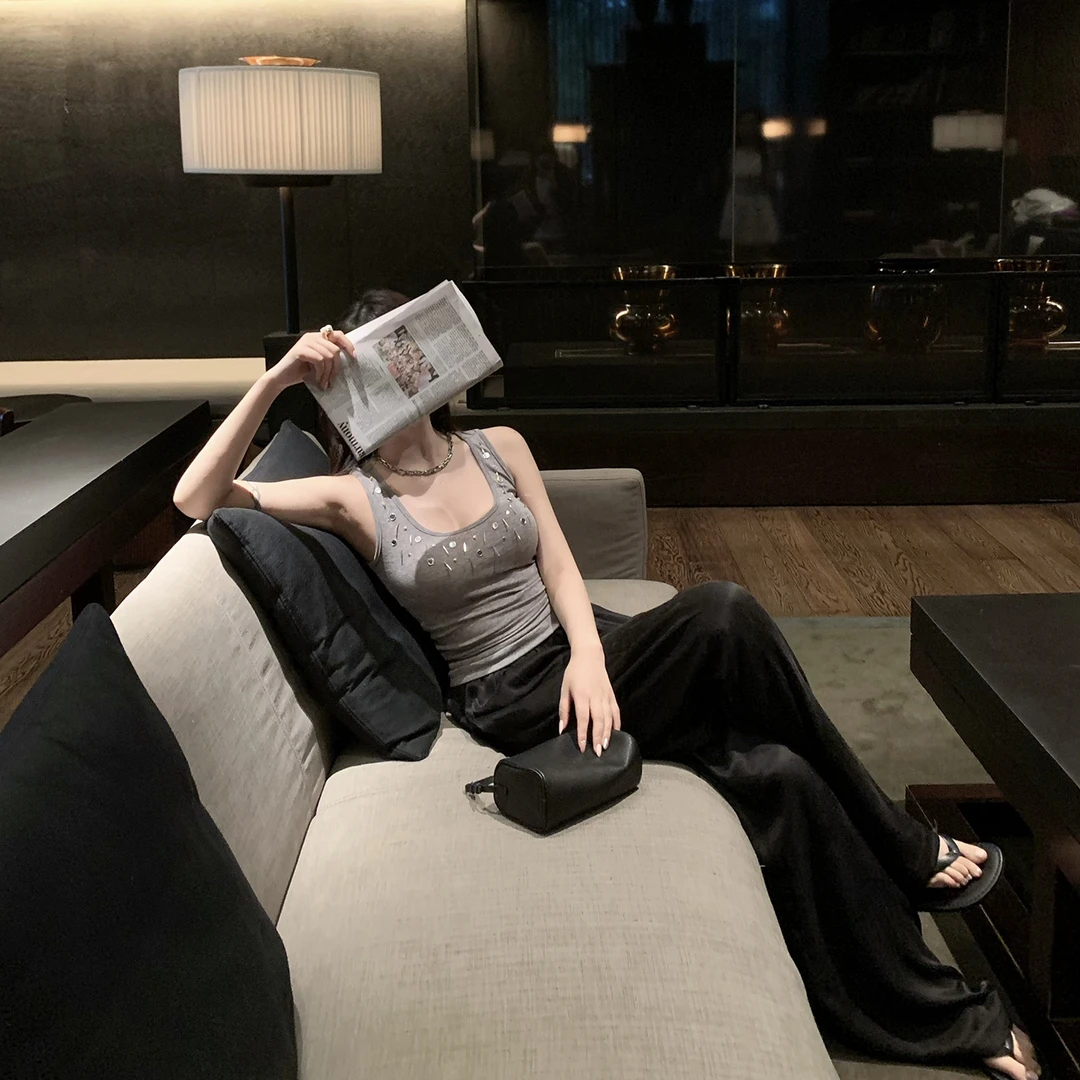 FBB limit 松弛慵懒风休闲裤雾面铜氨丝松紧腰凉感长裤女D251229G